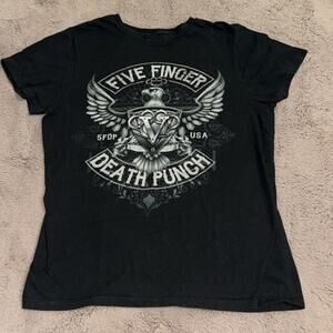 Five Finger Death Punch Men's Howe Eagle Crest T-Shirt Black